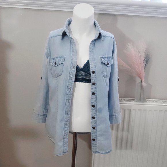 SOLD- FUN & FLIRT Denim Long sleeve top- Cottagecore- Small - Picture 1 of 16